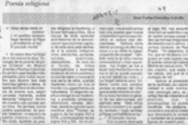 Poesía religiosa  [artículo] Juan Carlos González Colville.