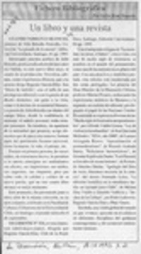 Un libro y una revista  [artículo] Carlos René Ibacache.