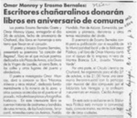 Escritores chañaralinos donarán libros en aniversario de comuna  [artículo].