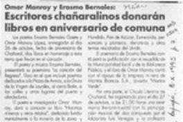 Escritores chañaralinos donarán libros en aniversario de comuna  [artículo].