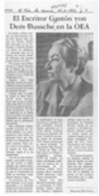 El escritor Gastón von Dem Bussche en la OEA  [artículo] Margarita Pino Illanes.