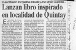 Lanzan libro inspirado en localidad de Quintay  [artículo].