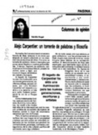 Alejo Carpentier, un torrente de palabras y filosofía  [artículo] Sandra Rogel.