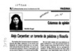 Alejo Carpentier, un torrente de palabras y filosofía  [artículo] Sandra Rogel.