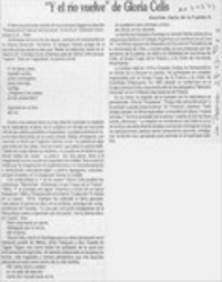 "Y el río vuelve" de Gloria Celis  [artículo] Darío de la Fuente.