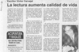 La Lectura aumenta calidad de vida  [artículo].