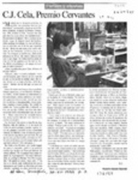C. J. Cela, Premio Cervantes  [artículo] Rodolfo Garcés Guzmán.