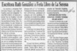 Escritora Ruth González a Feria libro de La Serena  [artículo].