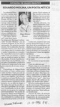 Eduardo Molina, un poeta mítico  [artículo] Hugo Montes Brunet.