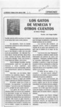 Los gatos de Venecia y otros cuentos  [artículo] José Vargas Badilla.