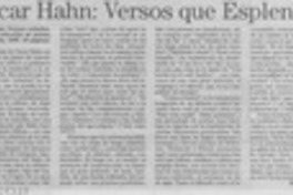 Oscar Hahn, versos que esplenden