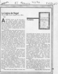 La lógica de Hegel  [artículo] Juan de Dios Vial Larraín.