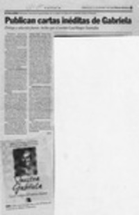 Publican cartas inéditas de Gabriela  [artículo].