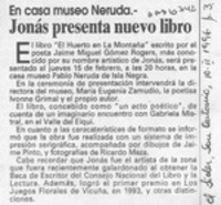 Jonás presenta nuevo libro  [artículo].