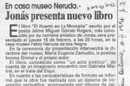 Jonás presenta nuevo libro  [artículo].