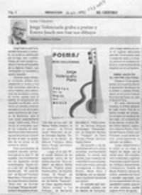 Jorge Valenzuela graba a poetas y Emma Jauch nos trae sus dibujos  [artículo] Orlando Gutiérrez Salinas.