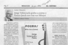 Jorge Valenzuela graba a poetas y Emma Jauch nos trae sus dibujos  [artículo] Orlando Gutiérrez Salinas.