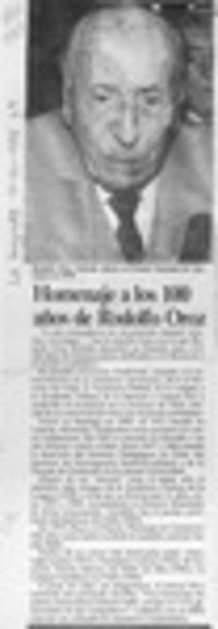 Homenaje a los 100 años de Rodolfo Oroz  [artículo].
