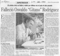 Falleció Osvaldo "Gitano" Rodríguez  [artículo].