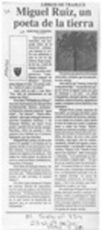 Miguel Ruiz, un poeta de la tierra  [artículo] Edmundo Herrera.