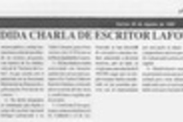 Suspendida charla de escritor Lafourcade  [artículo].