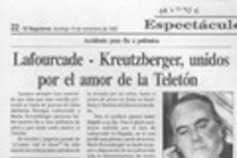 Lafourcade - Kreutzberger, unidos por el amor de la Teletón  [artículo].