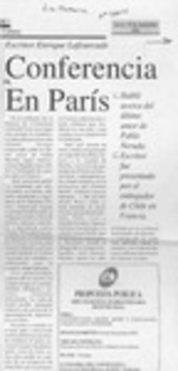 Conferencia en París  [artículo].