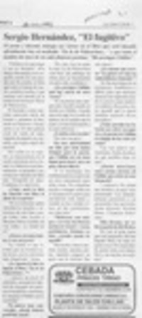 Sergio Hernández, "El fugitivo"  [artículo].