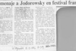 Homenaje a Jodorowsky en festival francés  [artículo].
