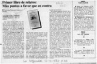 Primer libro de relatos, más puntos a favor que en contra