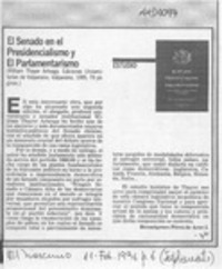 El Senado en el presidencialismo y el parlamentarismo  [artículo] Hermógenes Pérez de Arce I.