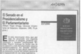 El Senado en el presidencialismo y el parlamentarismo  [artículo] Hermógenes Pérez de Arce I.