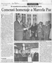 Comenzó homenaje a Marcela Paz  [artículo] R. V.