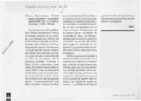 Para crecer en la fe  [artículo] F. P. C.