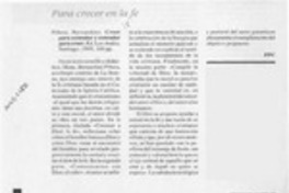 Para crecer en la fe  [artículo] F. P. C.