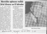 Merecidos aplausos recibió Oriel Alvarez en El Salvador  [artículo] Sergio Pérez V.