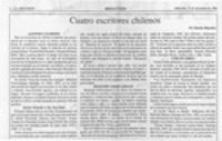 Cuatro escritores chilenos  [artículo] Ramón Riquelme.
