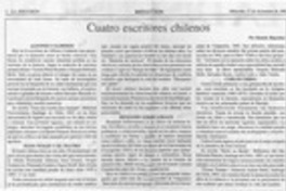 Cuatro escritores chilenos  [artículo] Ramón Riquelme.
