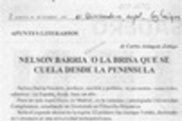 Nelson Barría o la brisa que se cuela desde la península  [artículo] Carlos Aránguiz Zúñiga.