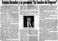 Erasmo Bernales y su poemario "La canción del regreso"