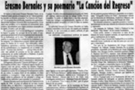 Erasmo Bernales y su poemario "La canción del regreso"