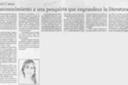 Reconocimiento a una penquista que engrandece la literatura  [artículo].