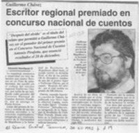 Escritor regional premiado en concurso nacional de cuentos  [artículo].