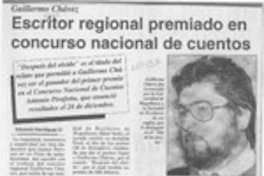 Escritor regional premiado en concurso nacional de cuentos  [artículo].