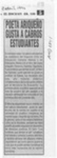 Poeta ariqueño gusta a cabros estudiantes  [artículo].