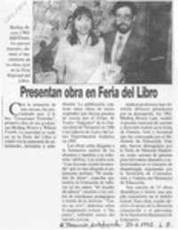 Presentan obra en Feria del Libro  [artículo].