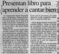 Presentan libro para aprender a cantar bien  [artículo].