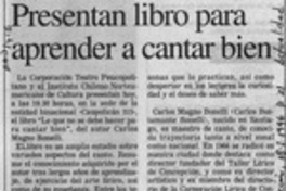 Presentan libro para aprender a cantar bien  [artículo].