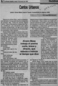 "Cantos urbanos"  [artículo] Juan Mihovilovic.