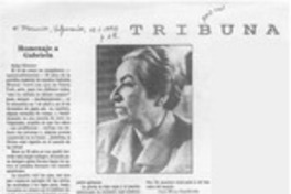 Homenaje a Gabriela  [artículo] Juan Meza Sepúlveda.